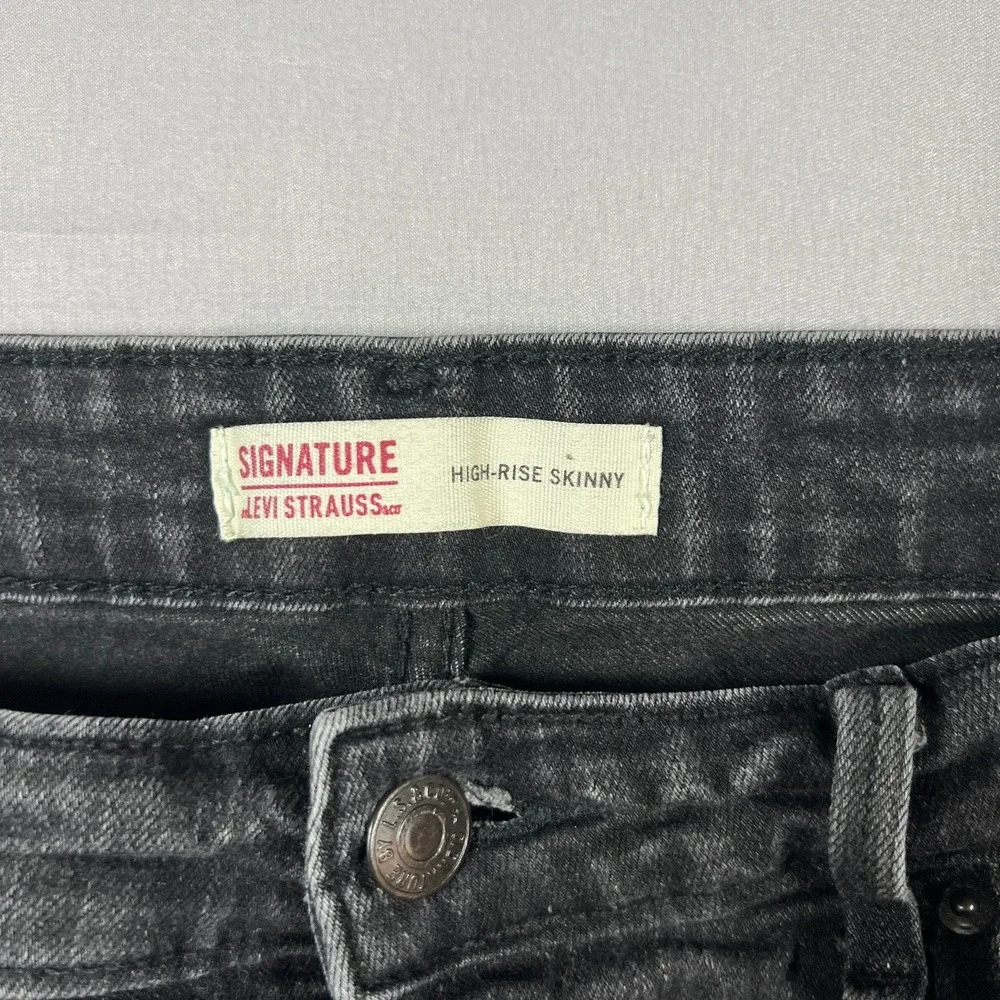 Levi Strauss Signature Skinny Jeans Womens 16M Black Cotton Stretch High Rise